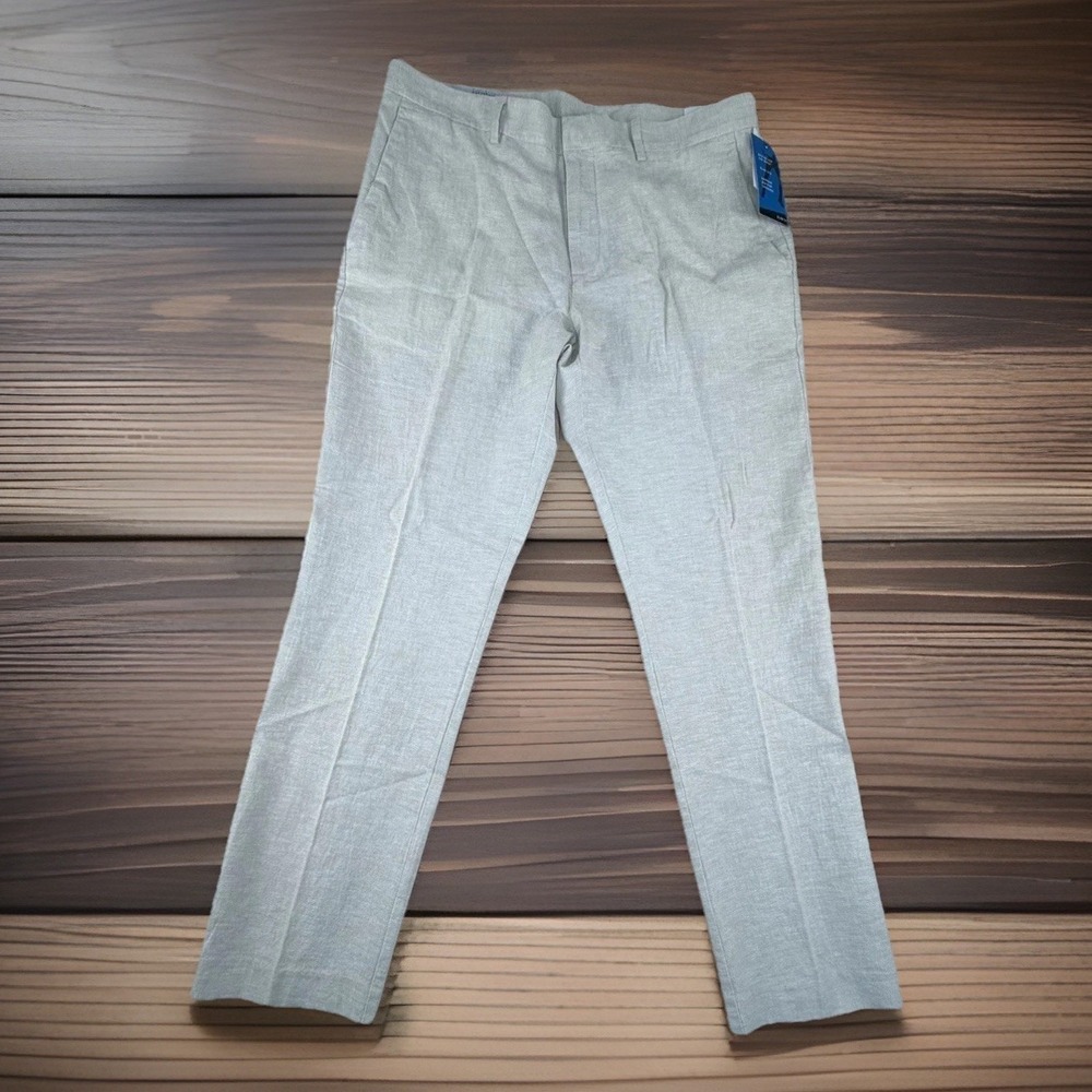 NEW Perry Ellis Portfolio Natural Linen Blend Men's Pants Sz 34x30 Slim Fit $95